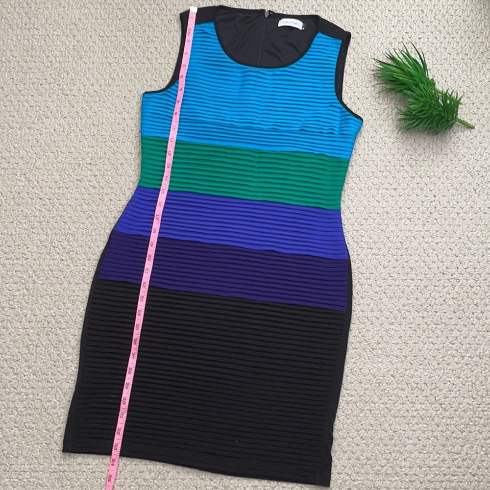 Calvin Klein blue green black colour block dress 8